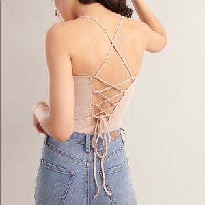 Nude Lace Up Bodysuit NWT from Garage